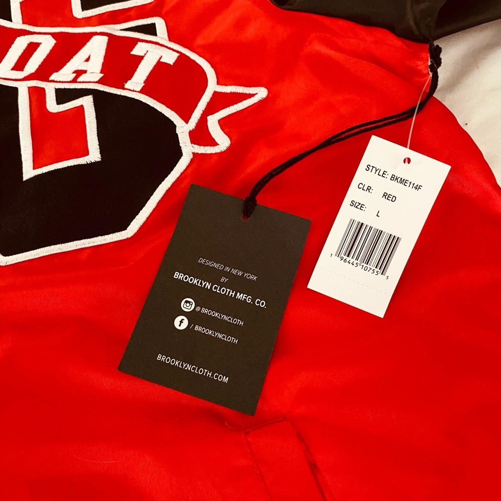 NWT Goat 18 Varsity Bomber Jacket Red Black "Greatest of All Time" Size L - Picture 6 of 8